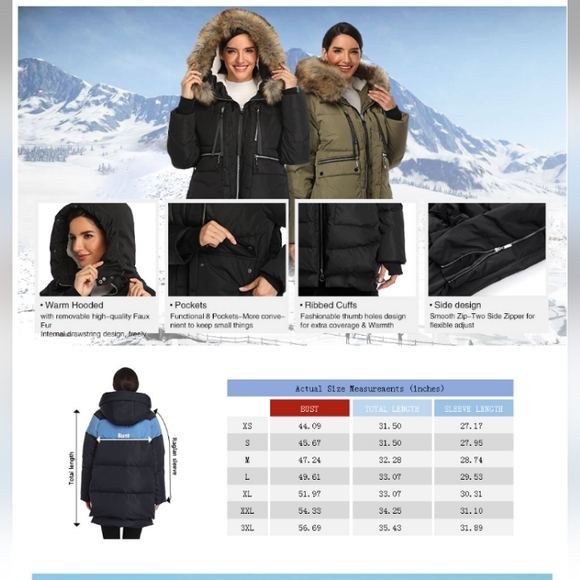 Hooded Puffer Down Jacket Coat 3XL - Picture 11 of 15